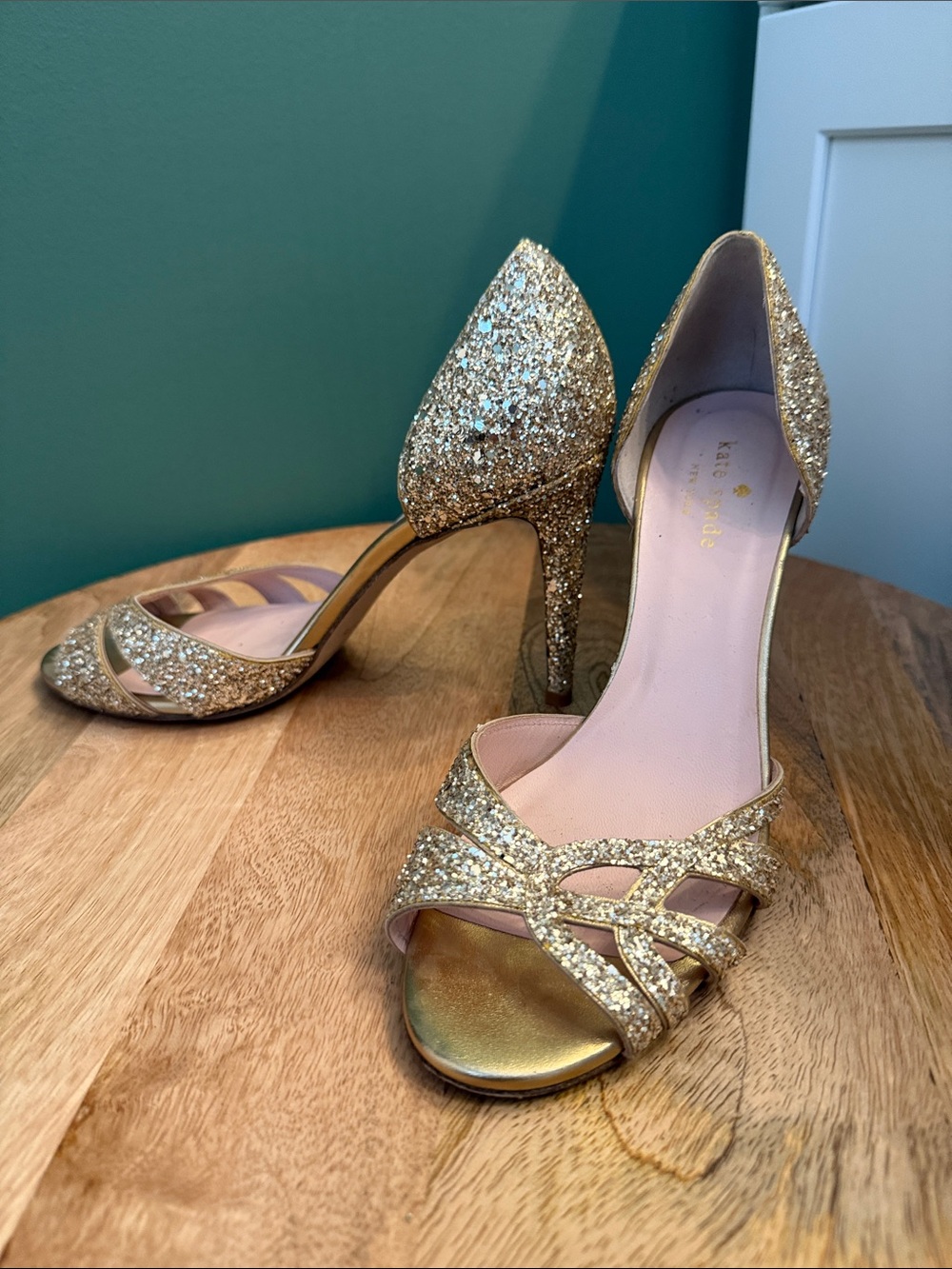 Gold Glitter Kate Spade High Heel Sandals